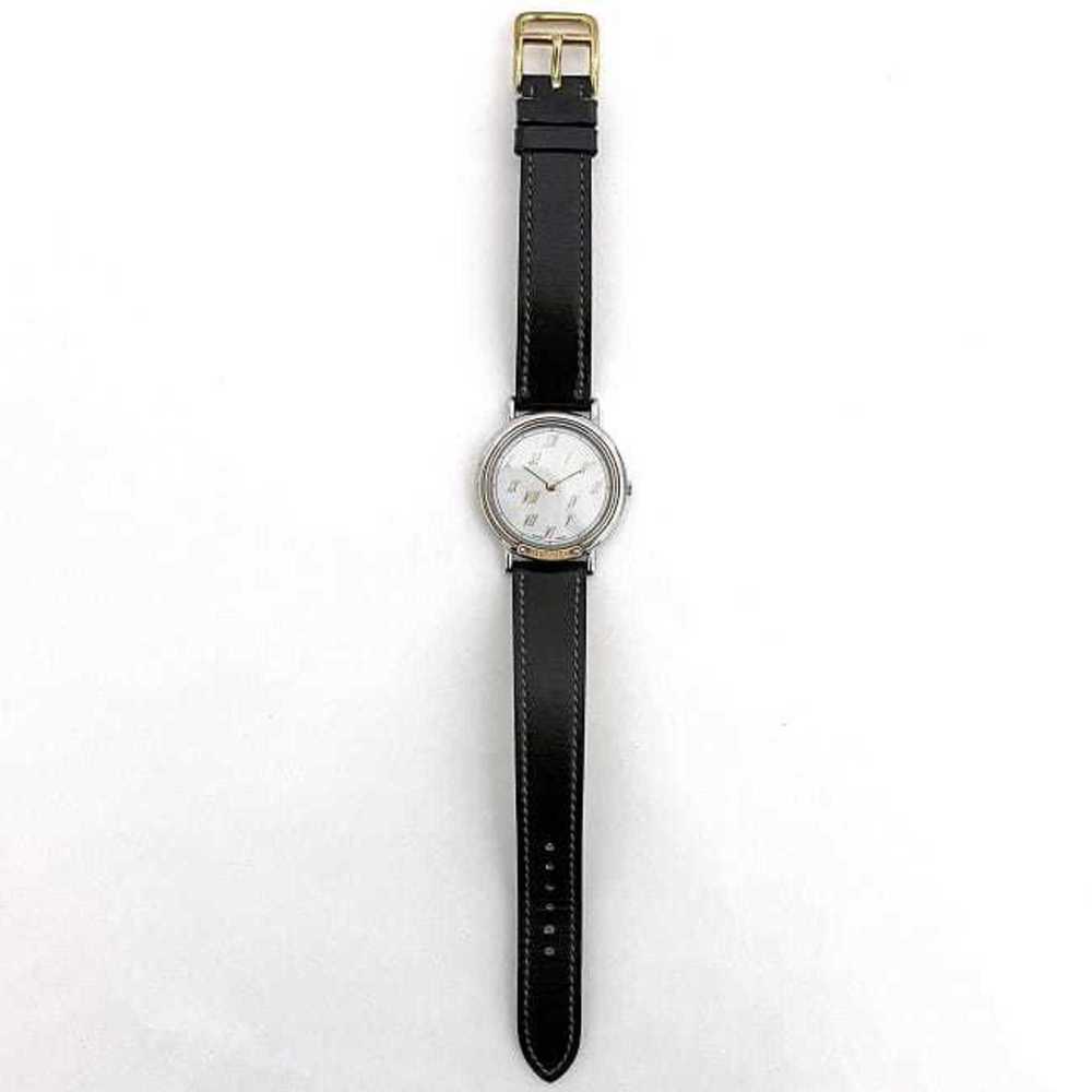 Hermes Watch Meteor f-21083 White Silver Gold Dark Green Boys 32mm SS Leather... - Picture 3 of 11